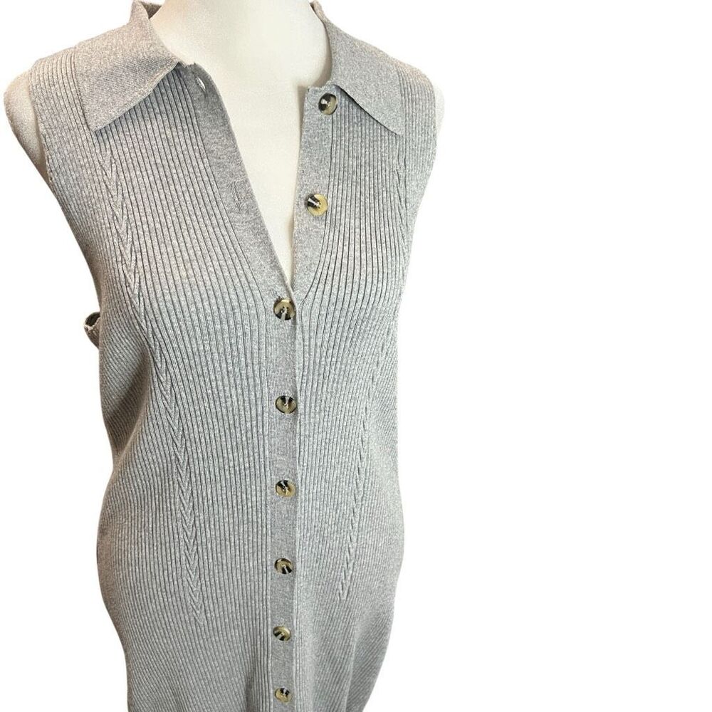 Favorite Daughter Lena Frost Gray Cashmere Blend Rib Knit Midi Dress Size L - Picture 5 of 9